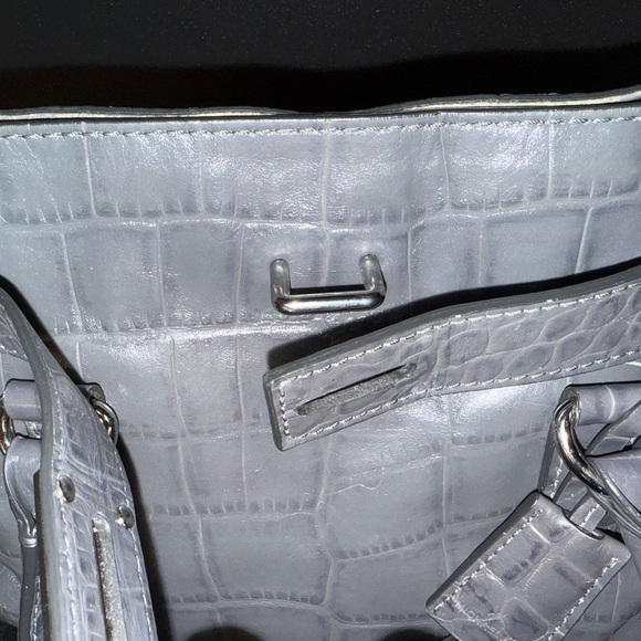 Michael Kors Hamilton gray crocodile embossed shoulder satchel purse - Picture 11 of 16